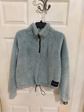 Calvin Klein Performance Plush Sherpa Jacket in Light Blue with Black Logo Patch